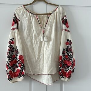 Chelsea Flower rose embroidered top